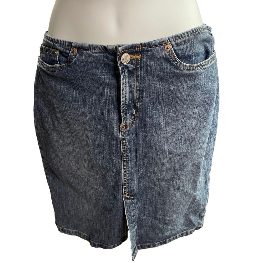 Vintage Y2K Old Navy Stretch Low Waist Blue Jean Denim Skirt Women's Size 4